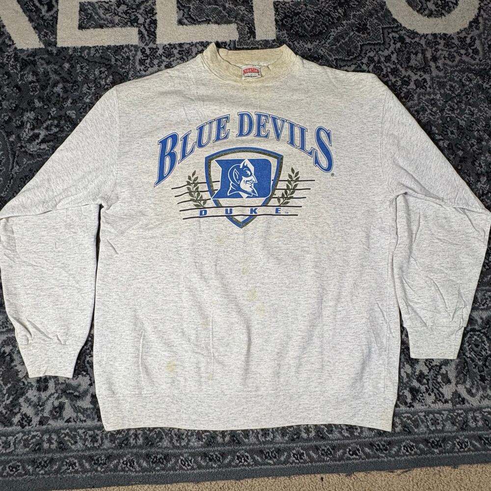 Vintage Duke Blue Devils Sweatshirt Nutmeg Mills Size L USA College NCAA‎
